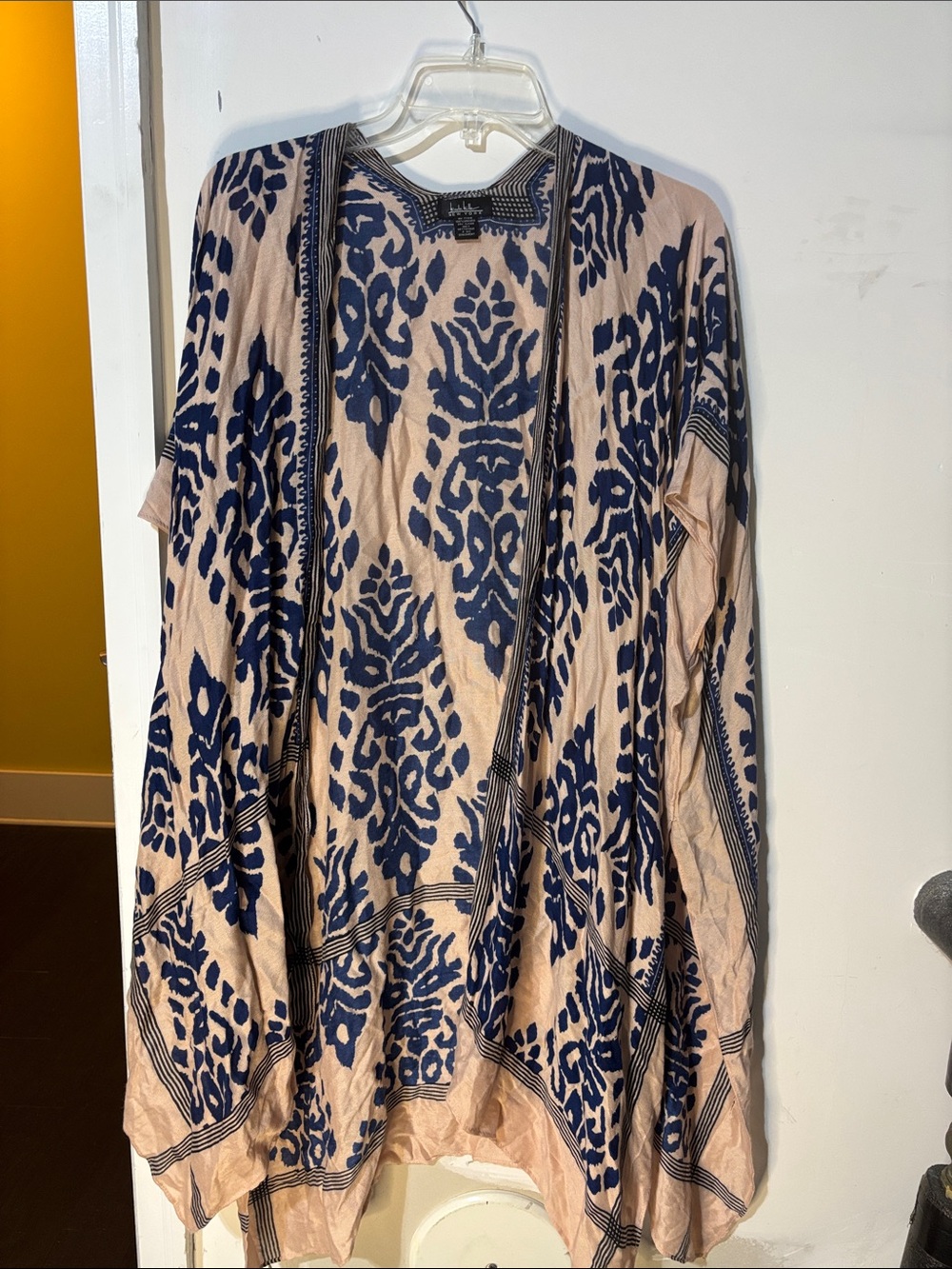 Nicole Miller New York Blue & Blush Printed Kimono Cardigan Cover Up‎
